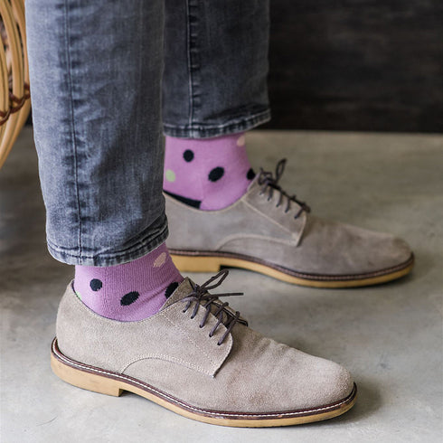 Polka Dot Black + Pink Cotton Compression Socks